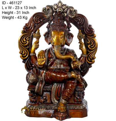 Brass Antique Large Ganesha Statue Ganpati Idol For Home Décor 2.5 Feet