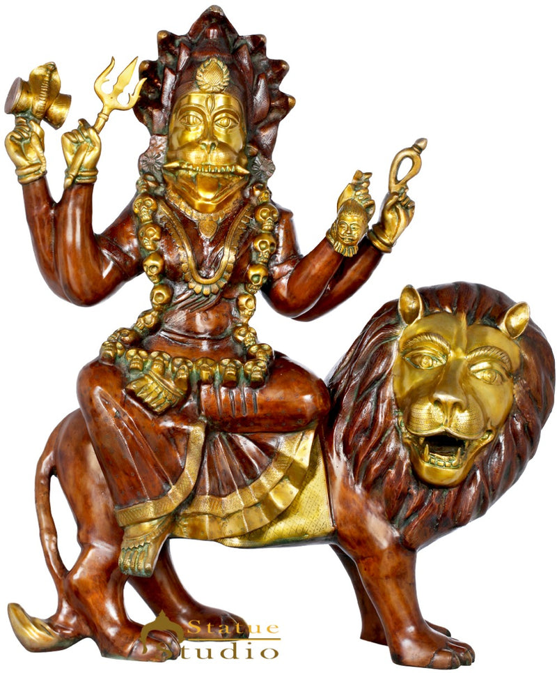 Brass Large Size Bhadrakali Statue Kali Idol For Home Temple 3.5 Feet