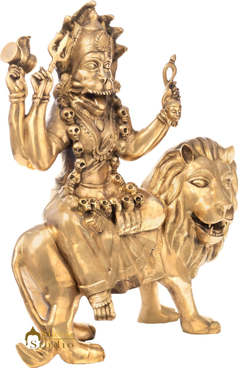 Brass Large Size Bhadrakali Idol Kali Statue For Home Temple 3.5 Feet