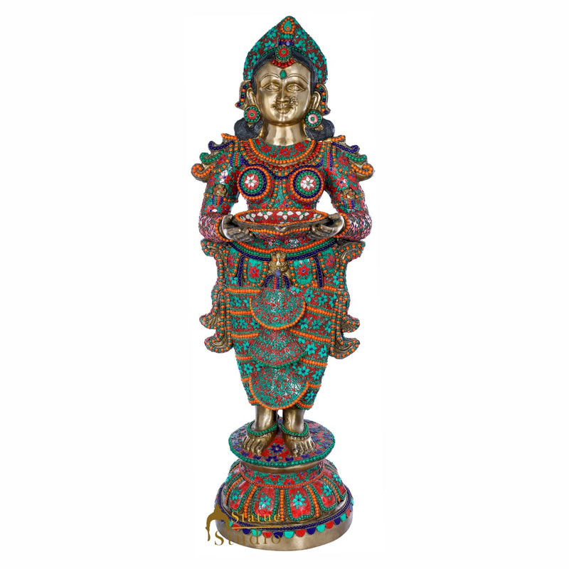 Brass Deeplakshmi Idol Laxmi Statue Exclusive Décor Finish Masterpiece 4.5 Feet