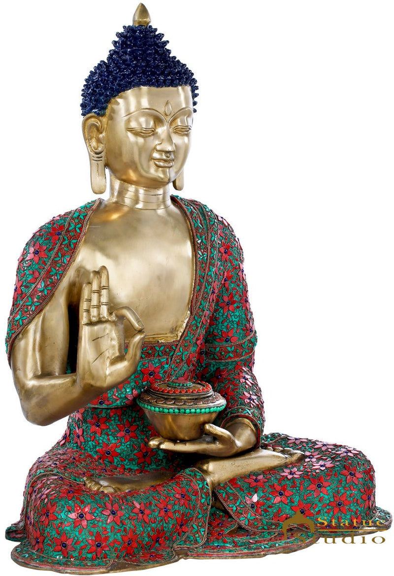 Brass Large Size Buddha Statue Exclusive Home Décor Masterpiece 2.5 Feet