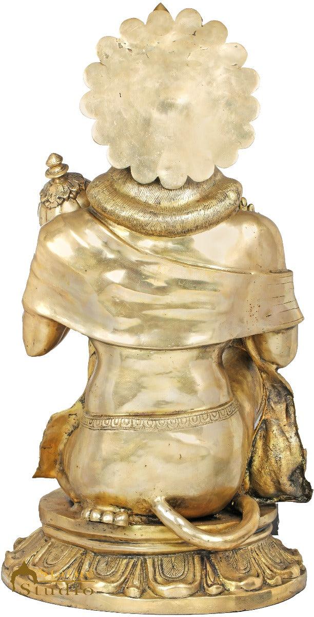 Brass Large Size Hanuman Sitting Idol Home Décor Statue Showpiece 3 Feet