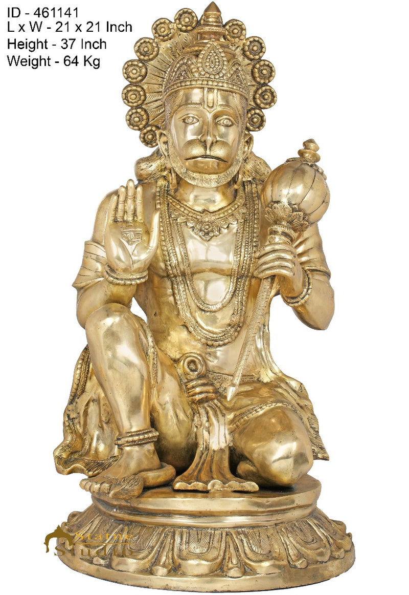 Brass Large Size Hanuman Sitting Idol Home Décor Statue Showpiece 3 Feet