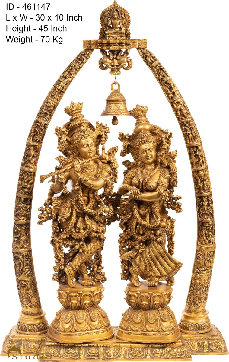 Brass Large Radha Krishna Idol With Removable Temple Set Décor 4 Feet Statue