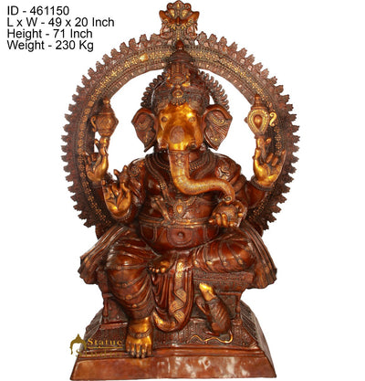 Brass Super Large Size Ganesha Statue Ganpati Idol Home Temple Décor 6 Feet
