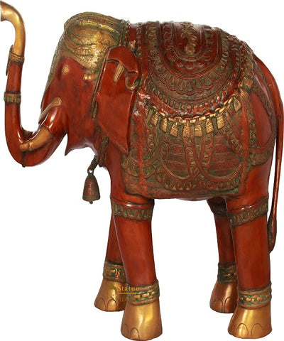 Brass Large Size Elephant Statue Home Garden Décor Showpiece Sculpture 2.5 Feet