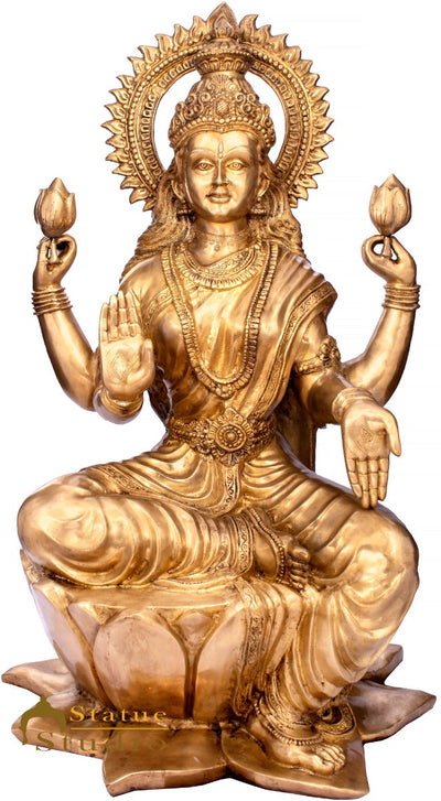 Brass Large Lakshmi Idol Goddess Of Wealth Laxmi Home Décor Statue 4.5 Feet