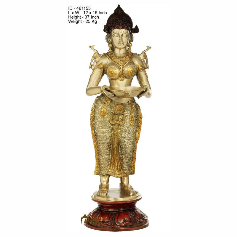 Brass Large DeepLakshmi Idol Temple Festive Diwali Home Décor Statue 3 Feet
