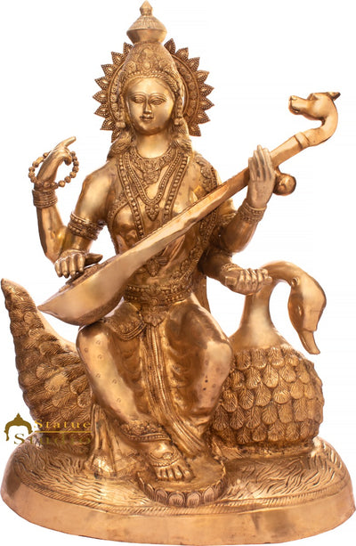 Brass Large Size Saraswati Idol For School Home Temple Décor 4 Feet Statue
