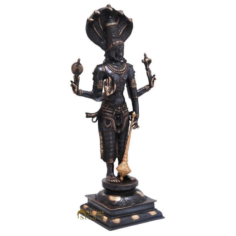 Brass Large Vishnu Standing Idol Temple Home Décor Religious Statue 32"