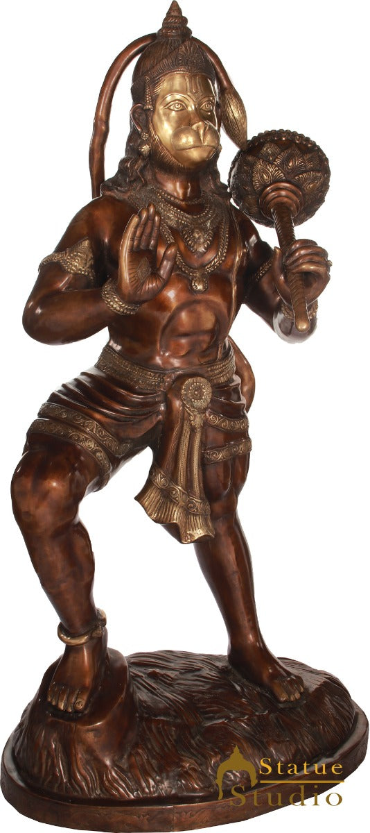 Brass Super Large Size Standing Hanuman Idol Home Temple Décor Statue 5.5 Feet