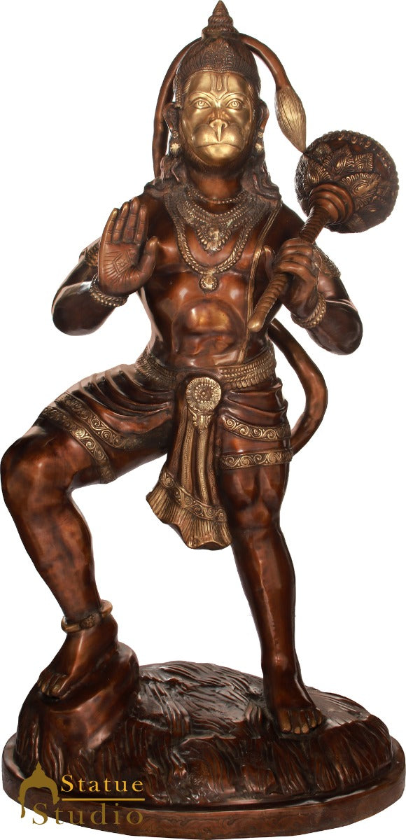 Brass Super Large Size Standing Hanuman Idol Home Temple Décor Statue 5.5 Feet