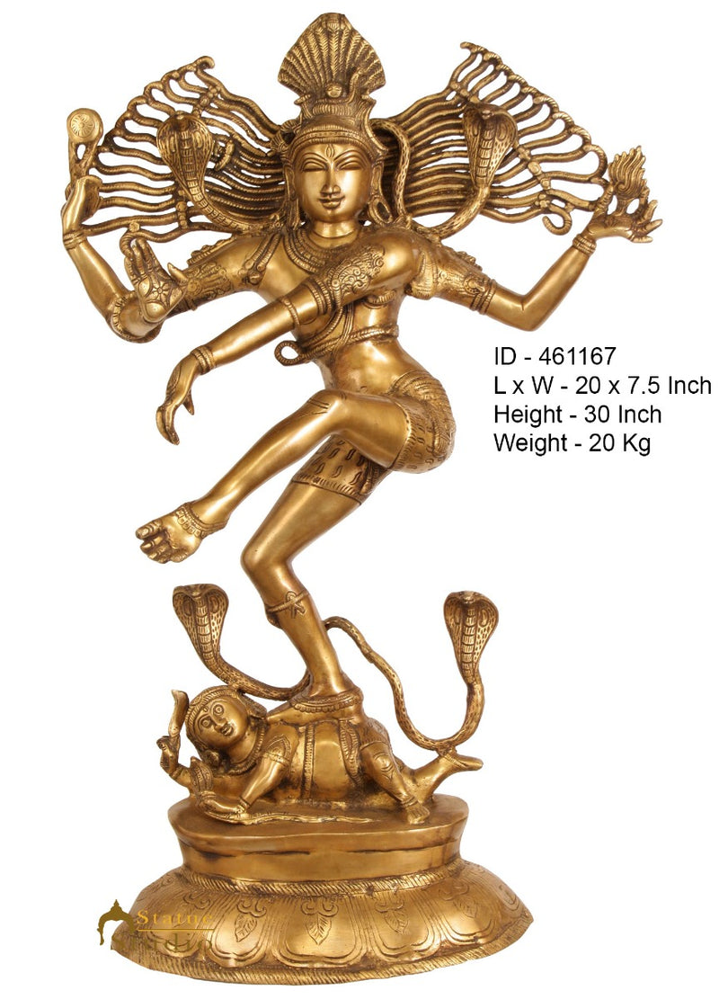 Brass Large Size Nataraja Idol Dancing Shiva Décor Sculpture Without Frame 30"
