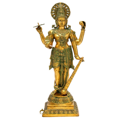 Brass Large Size Lord Vishnu Idol Religious Home Temple Décor Statue 3.5 Ft