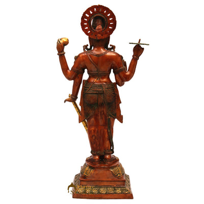 Brass Large Size Vishnu Idol Hindu Religious Home Temple Décor Statue 3.5 Feet
