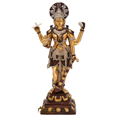 Brass Large Size Lord Vishnu Idol Murti Home Temple Décor Statue 3.5 Feet