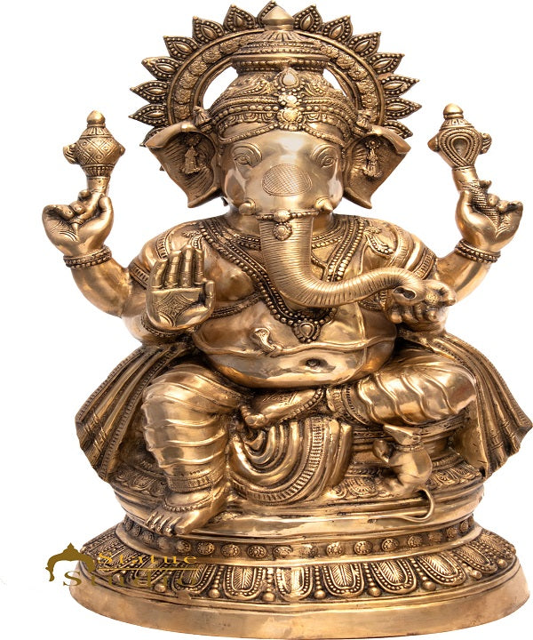 Brass Large Size Ganesha Statue Home Office Garden Décor Idol Showpiece 3 Feet