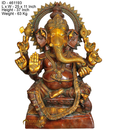 Brass Large Ganesha Statue Home Office Garden Décor Ganpati Idol 3 Feet