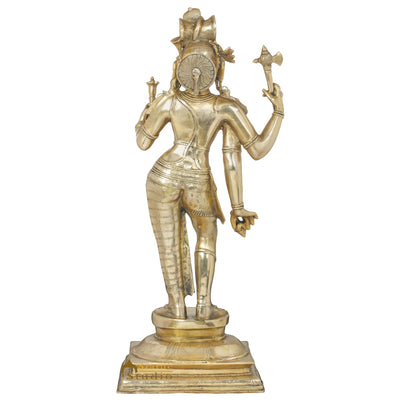 Brass Standing Ardhnareshvara Shiva Idol Rare Décor Home Temple Statue 3 Feet