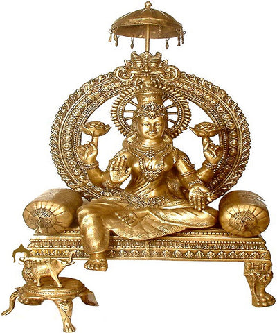 Brass Large Lakshmi Idol Goddess Of Wealth Laxmi Statue Home Temple Décor 4 Feet
