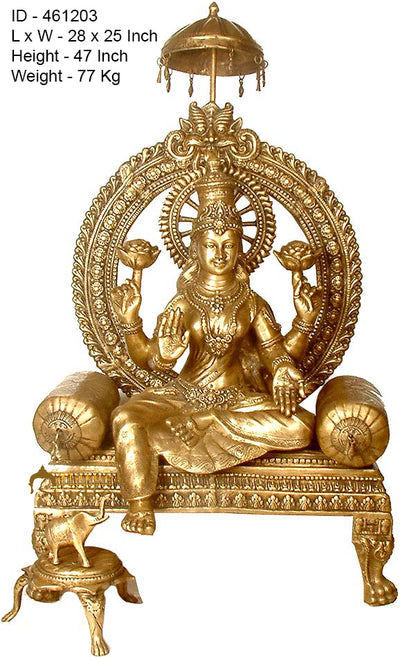 Brass Large Lakshmi Idol Goddess Of Wealth Laxmi Statue Home Temple Décor 4 Feet