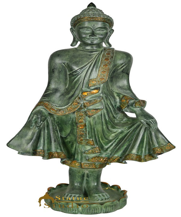 Brass Large Standing Sakyamuni Buddha Statue Home Garden Décor Idol Showpiece