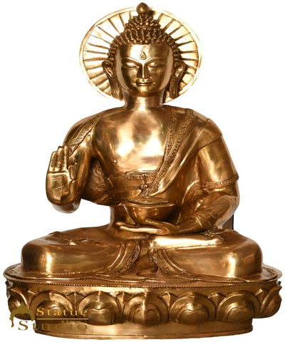 Brass Antique Sitting Buddha Statue Home Office Garden Décor Showpiece 3 Feet