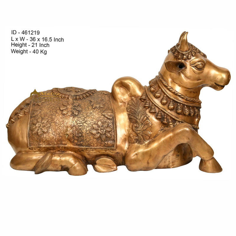 Brass Large Size Nandi Cow Idol Temple Home Décor Showpiece Statue 3 Feet