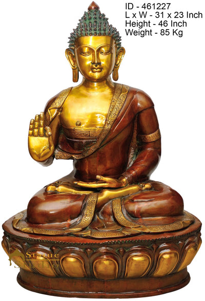 Brass Large Size Buddha Statue Home Office Garden Décor Showpiece Idol 4 Feet