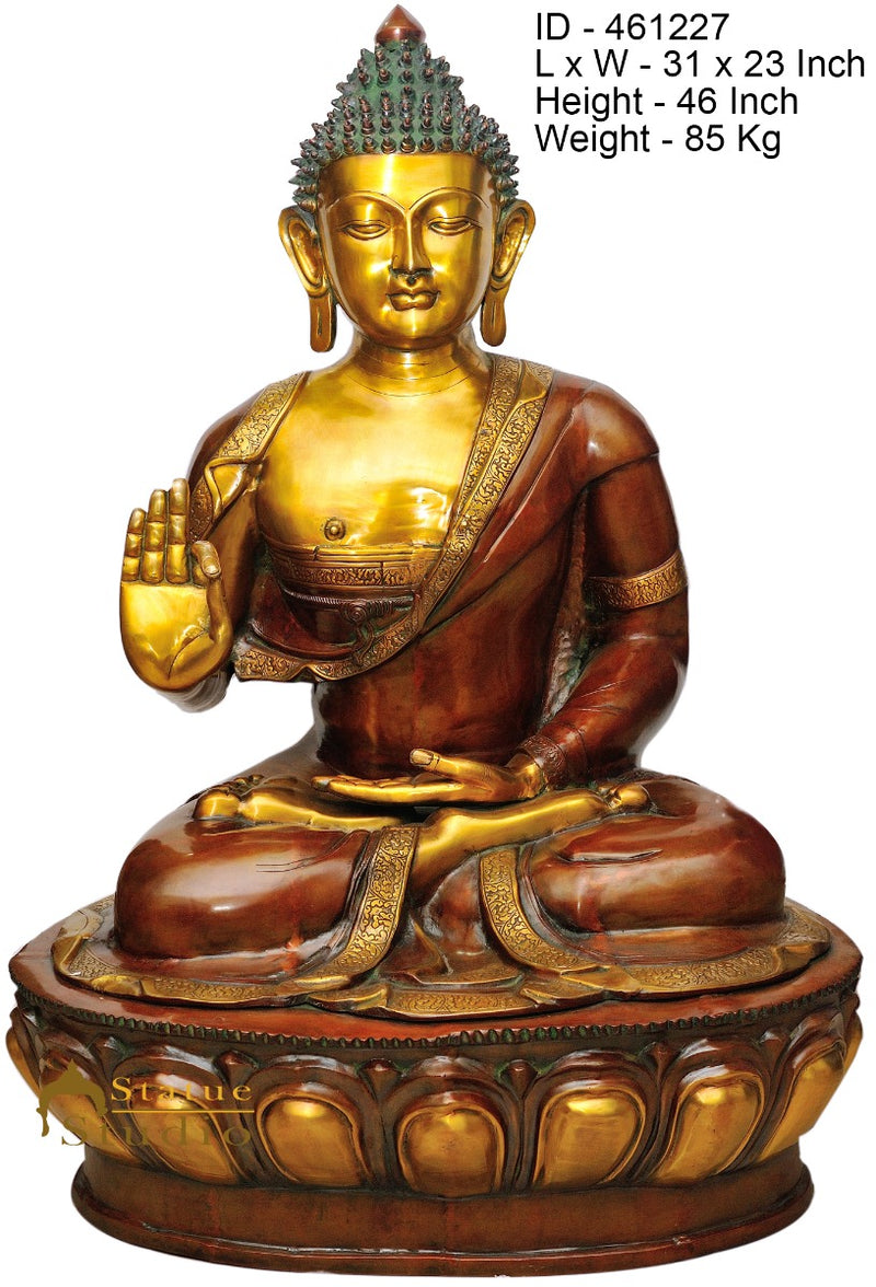 Brass Large Size Buddha Statue Home Office Garden Décor Showpiece Idol 4 Feet