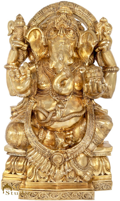 Brass Large Ganesha Statue Home Office Fine Décor Idol Showpiece 3 Feet