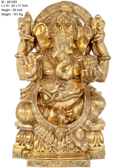 Brass Large Ganesha Statue Home Office Fine Décor Idol Showpiece 3 Feet