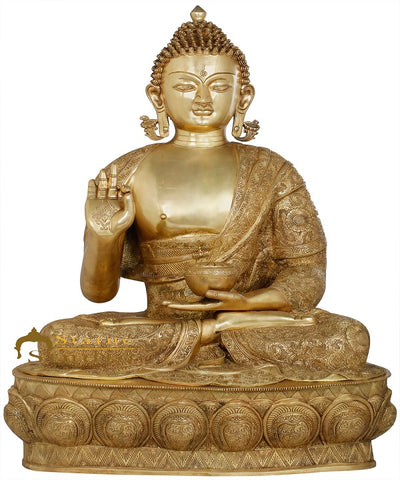 Brass Finest Carved Robe Buddha Statue Home Office Garden Décor Idol 3 Feet
