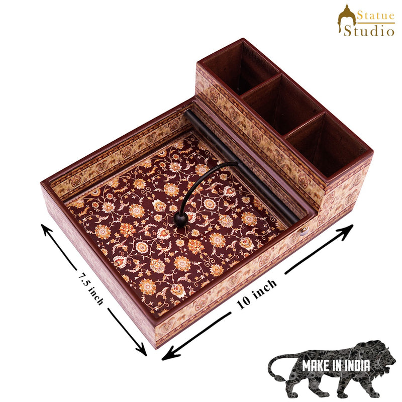 MDF Wooden Weight Tissue Napking Holder With Cutlery Box Enamel Printed Home Table Decorative 4"