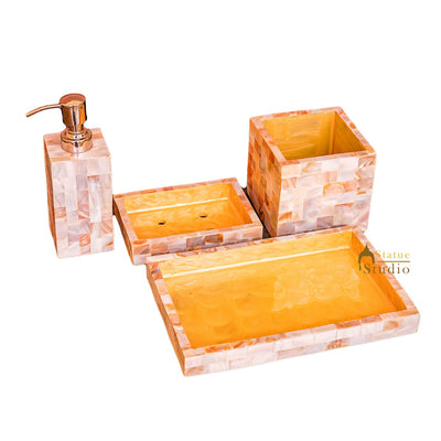 Mother Of Pearl Accessories With Soap Dispenser For Bathroom Use And Décor Handwash Set 7"