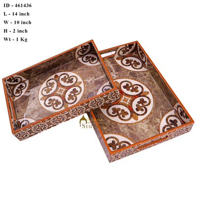 MDF Wooden Serving Tray For Home Office Table Décor Set of 2 pcs