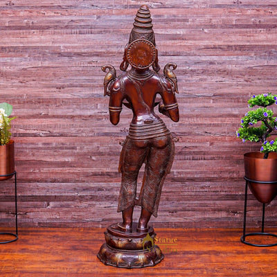 Brass Large Size Deeplakshmi Statue Home Office Welcome Pooja Room Décor 44"