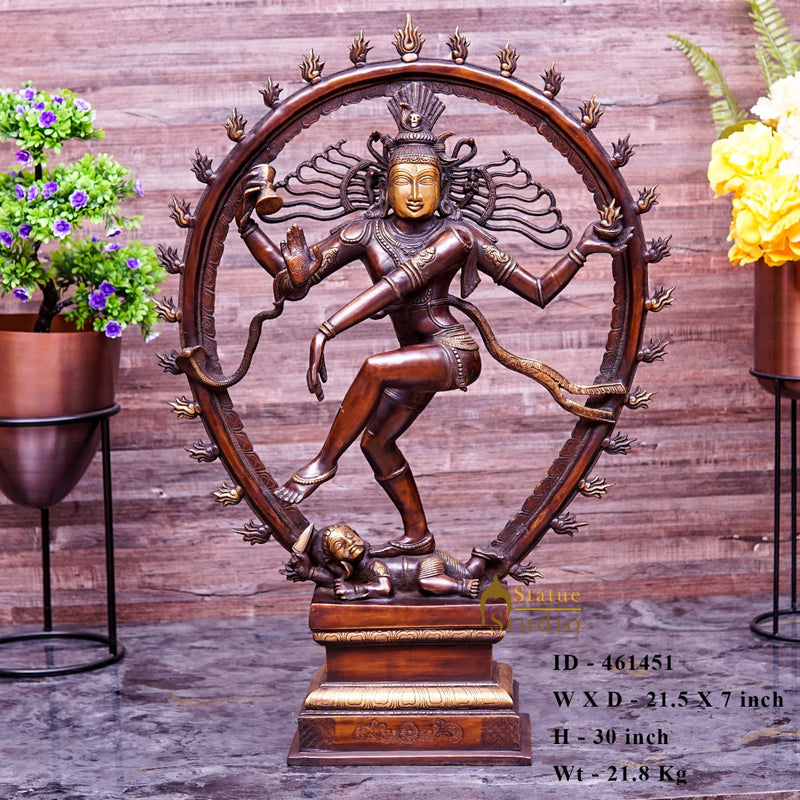 Brass Large Size Nataraja Statue Dancing Shiva Idol Home Office Décor 2.5 Feet