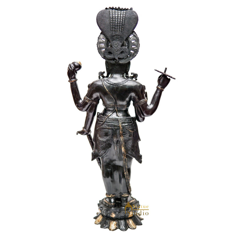 Brass Large Size Lord Vishnu Antique Finish Idol Pooja Home Décor Showpiece 40"