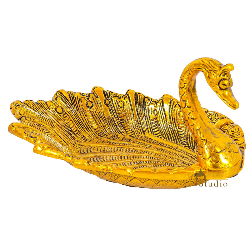 Metal Oxidised Duck Shaped Tray Serving Platter Table Décor Showpiece Diwali Corporate Gift Item 4"
