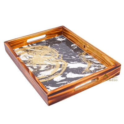 MDF Wooden Serving Tray For Home Office Table Décor Diwali Corporate Gift Item 16"