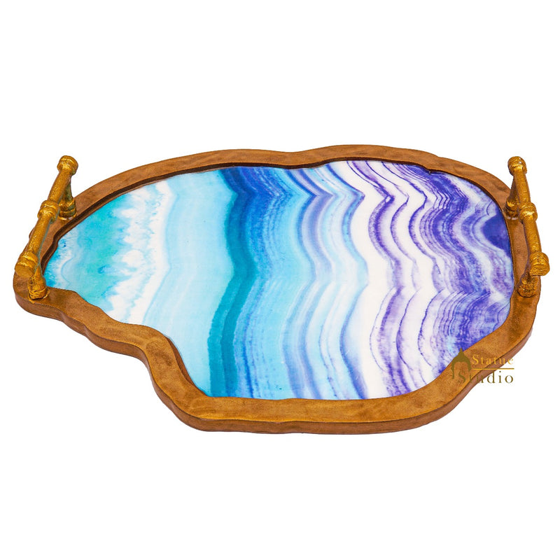 MDF Wooden Serving Oval Tray For Home Office Table Décor Diwali Corporate Gift Item 16"