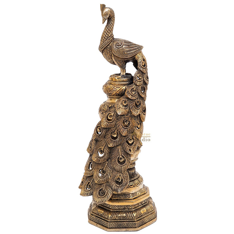 Brass Exclusive Peacock Feng Shui Vastu Décorative Statue Showpiece 19"