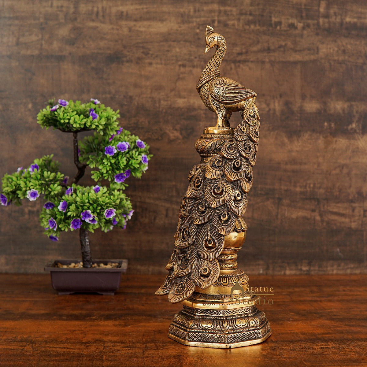 Brass Exclusive Peacock Feng Shui Vastu Décorative Statue Showpiece 19"