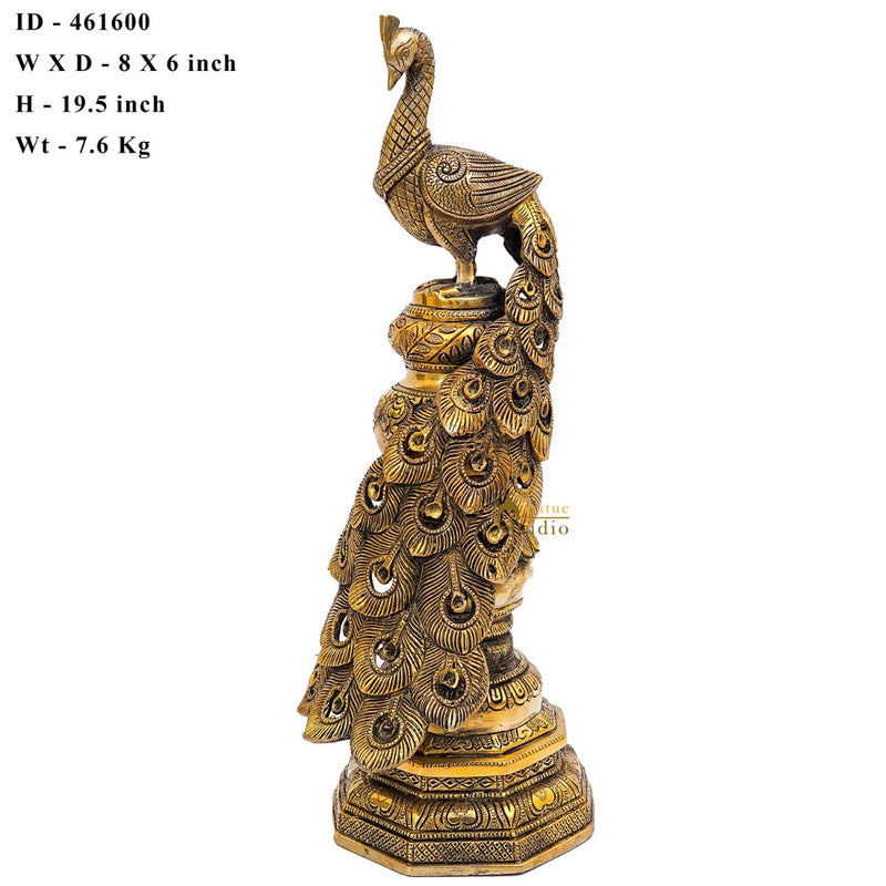 Brass Exclusive Peacock Feng Shui Vastu Décorative Statue Showpiece 19"