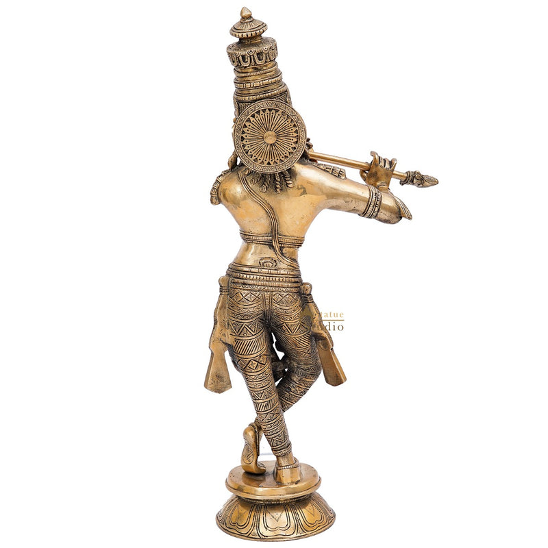 Brass Fine Standing Krishna Idol Home Office Décor Gift Statue Showpiece 2 Feet