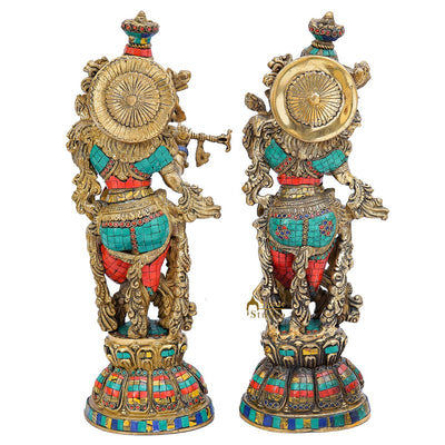Brass Radha Krishna Idol Home Garden Décor Temple Décorative Gift Showpiece 20"