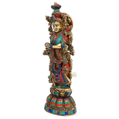 Brass Radha Idol Home Garden Décor Temple Décorative Gift Showpiece 20"