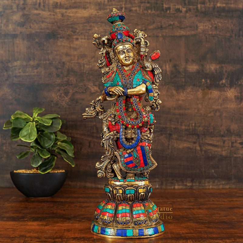 Brass Radha Idol Home Garden Décor Temple Décorative Gift Showpiece 20"