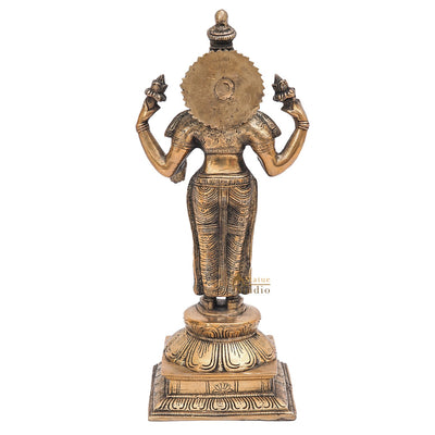 Brass Antique Standing Lakshmi Idol Goddess Of Wealth Statue Home Temple Décor 17"